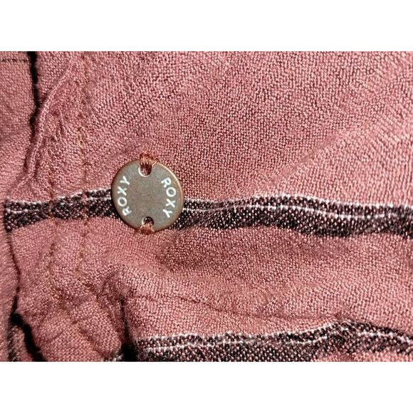 Roxy Concrete Street Shirt Womens Size 10 Long Sleeve Button-Up Rust/White - Picture 7 of 9